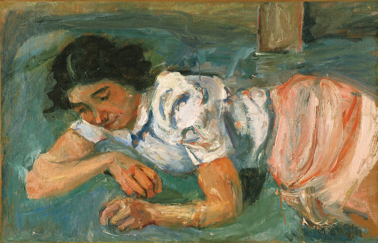Ung kvinne som ligger på gresset av Chaim Soutine