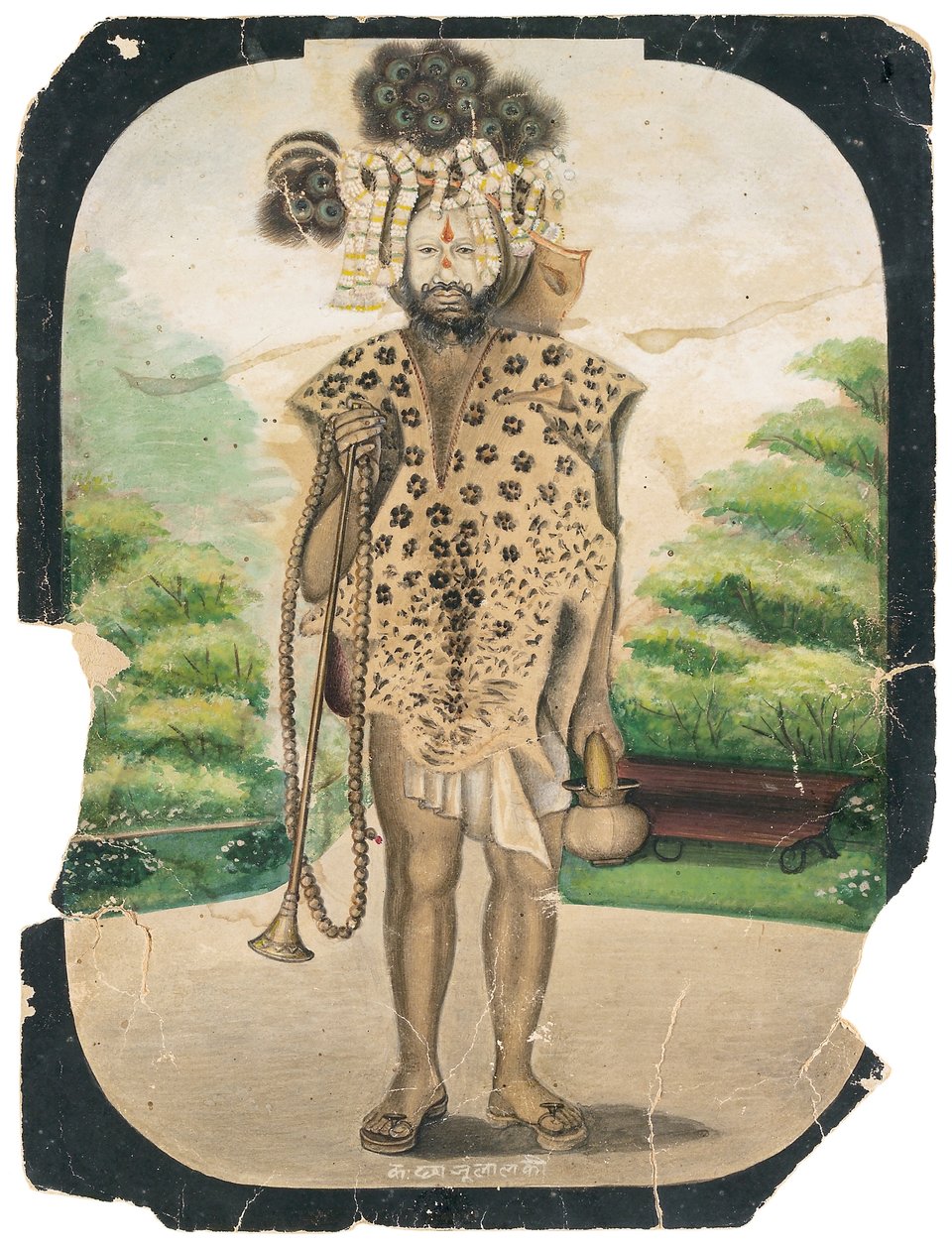 A Wandering Sadhu, ca. 1900 (ugjennomsiktig wc på papir) av Chajju Lal