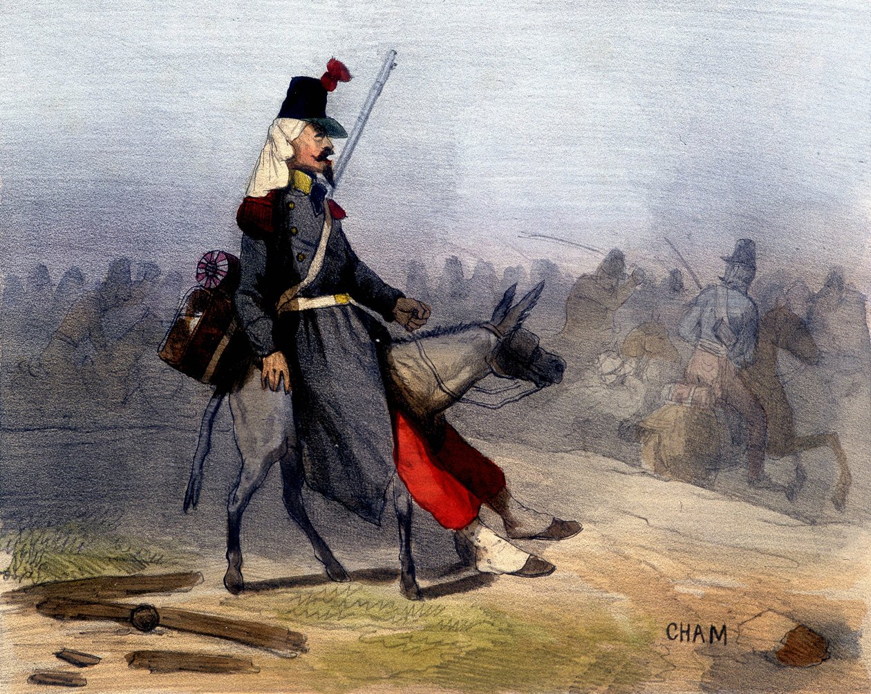 Disse araberne: det er vanskelig at de ikke vil la oss være alene hjemme - i "A la guerre comme à la guerre"" av Cham, deb. 1800-tallet av Amédée de Noé