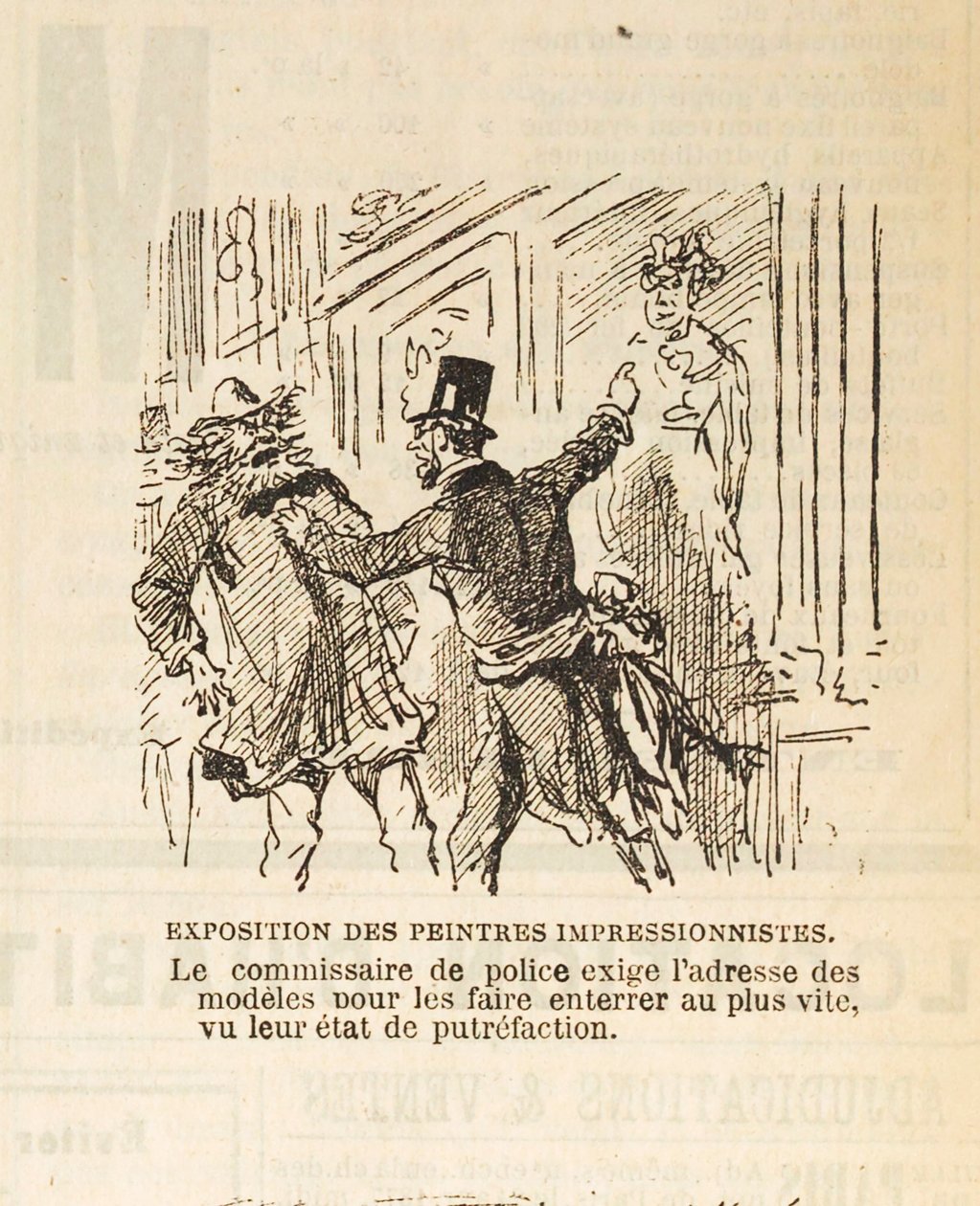 Politikommissæren krever adressen til modellene for å få dem begravet..., 1877. av Cham