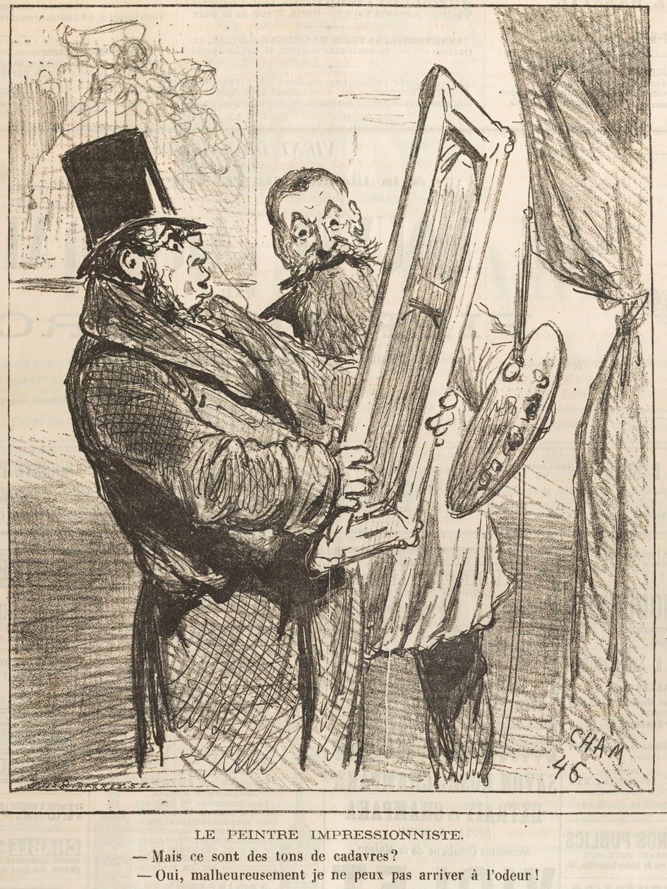Den impresjonistiske maleren: Men disse er liktoner..., 1877. av Cham