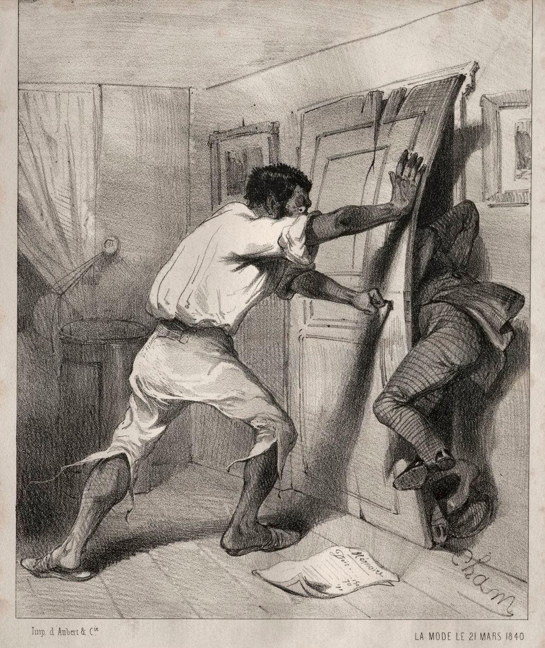En kreditor som har det for travelt, 1840. av Cham