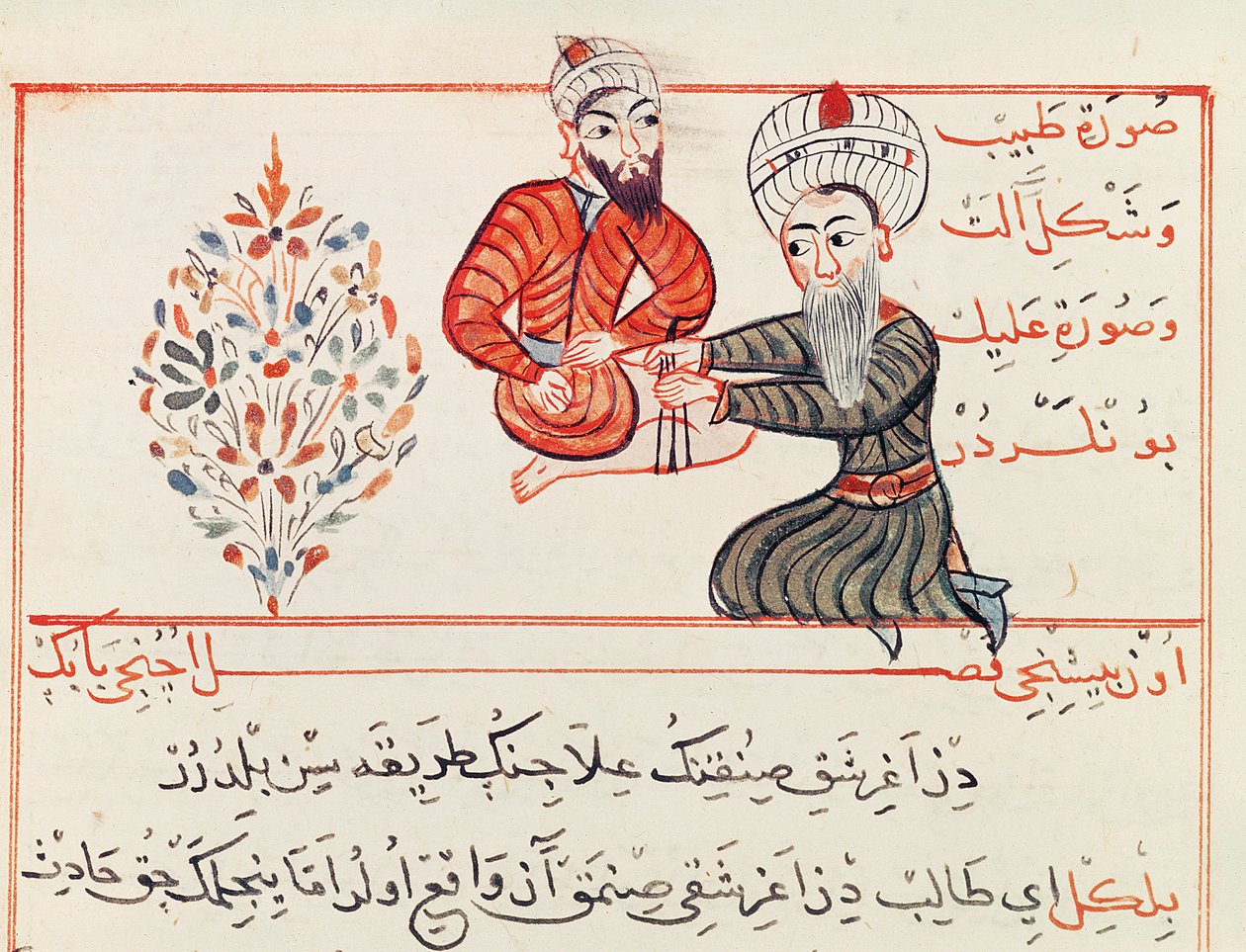 Ms Sup Turc 693 fol. 188 Reduksjon eller setting av et lårbensbrudd, 1466 av Charaf ed Din