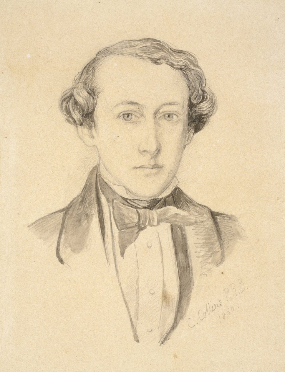 Portrett av Sir John Everett Millais, 1850 (grafitt med akvarell på misfarget krempapir) av Charles Collins