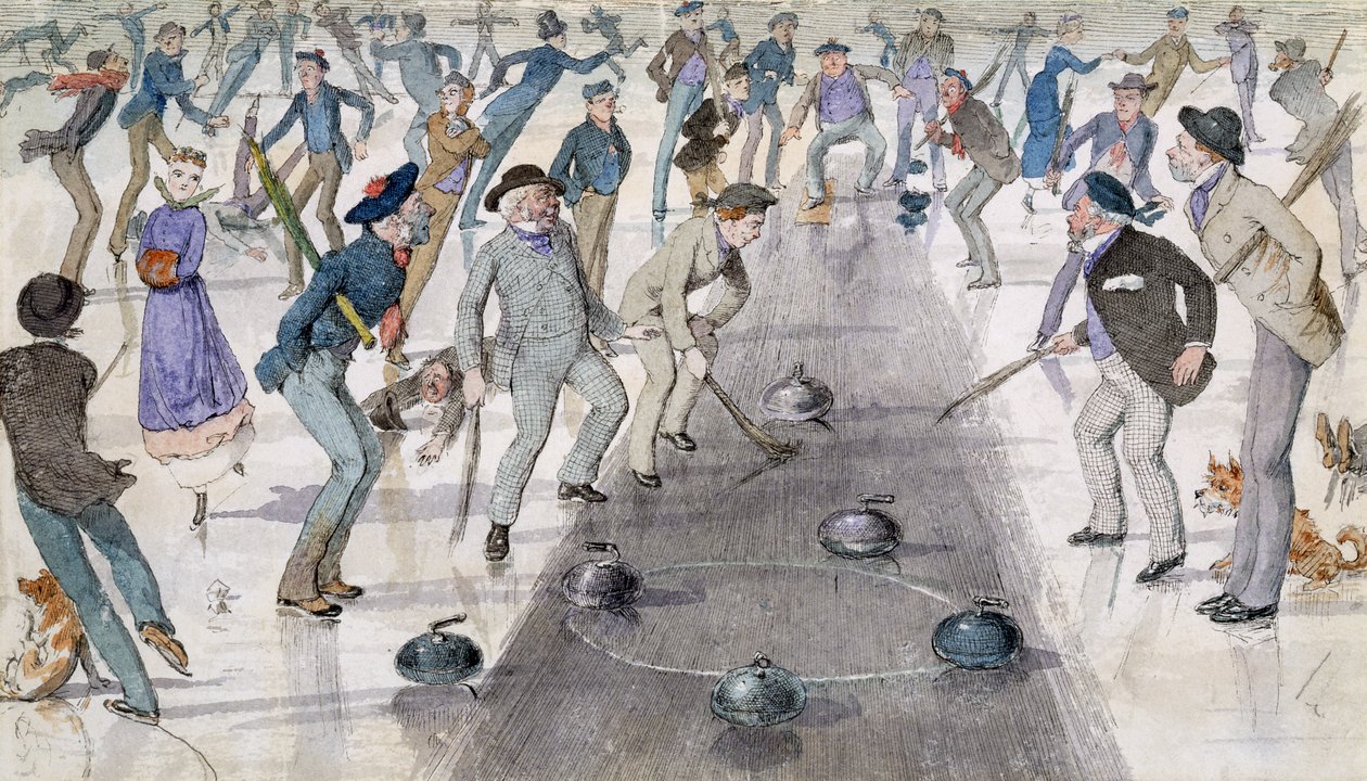 Curling Match på Duddingston Loch (wc og blekk) av Charles Altamont Doyle