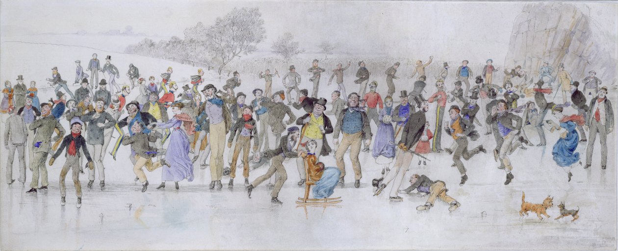 Skøytescene (penn og blekk og wc på papir) av Charles Altamont Doyle