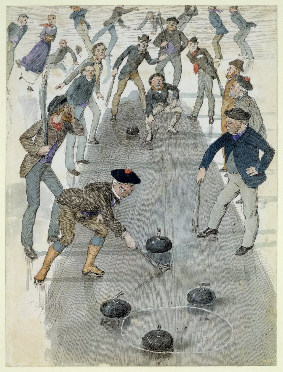 The Winning Shot, Duddingston Loch (wc og blekk) av Charles Altamont Doyle