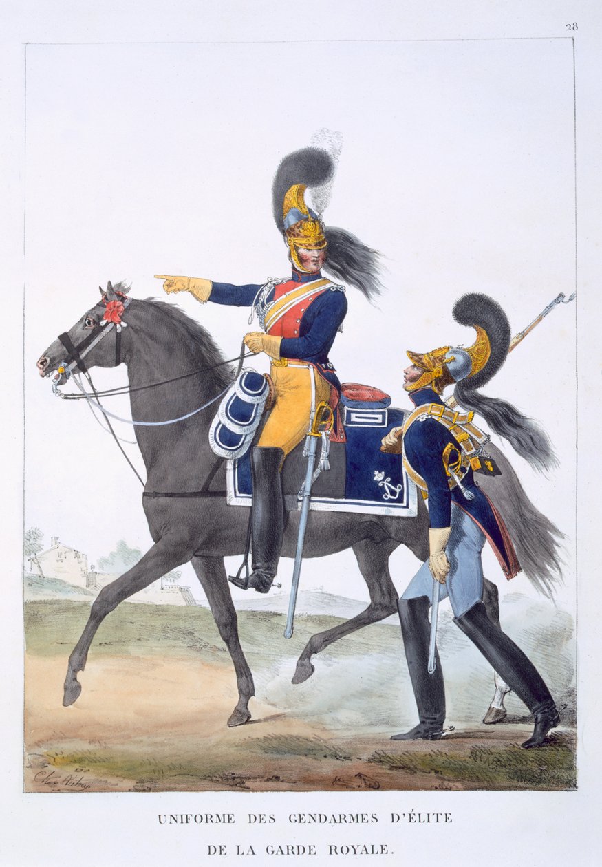 Uniform av Elite Gendarme of the Royal Guard, 1823 av Charles Aubry