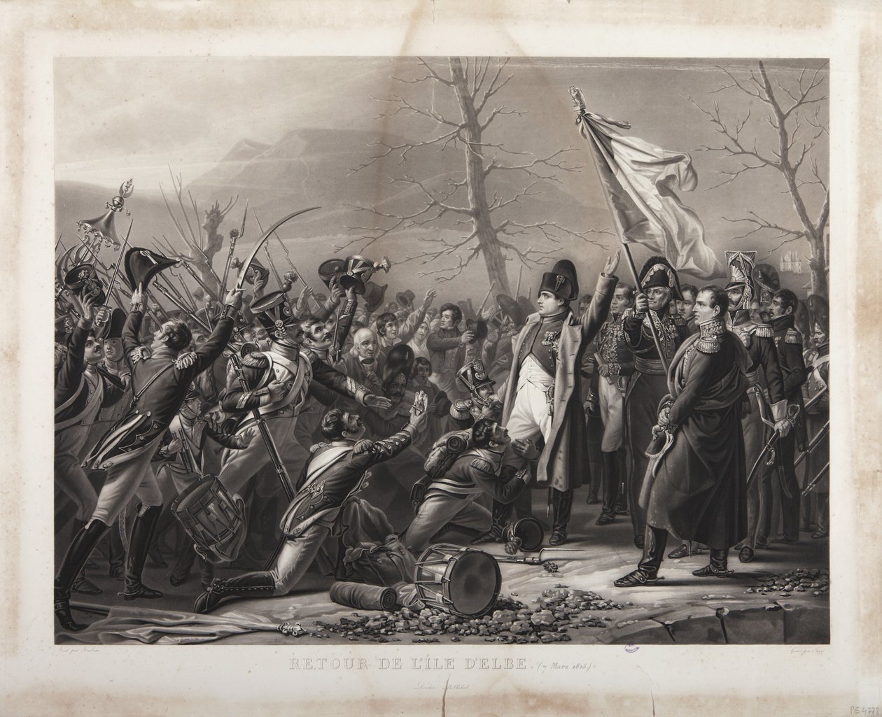 Retur fra øya Elba, 7. mars 1815, gravert av Jeuzet av Carl von Steuben