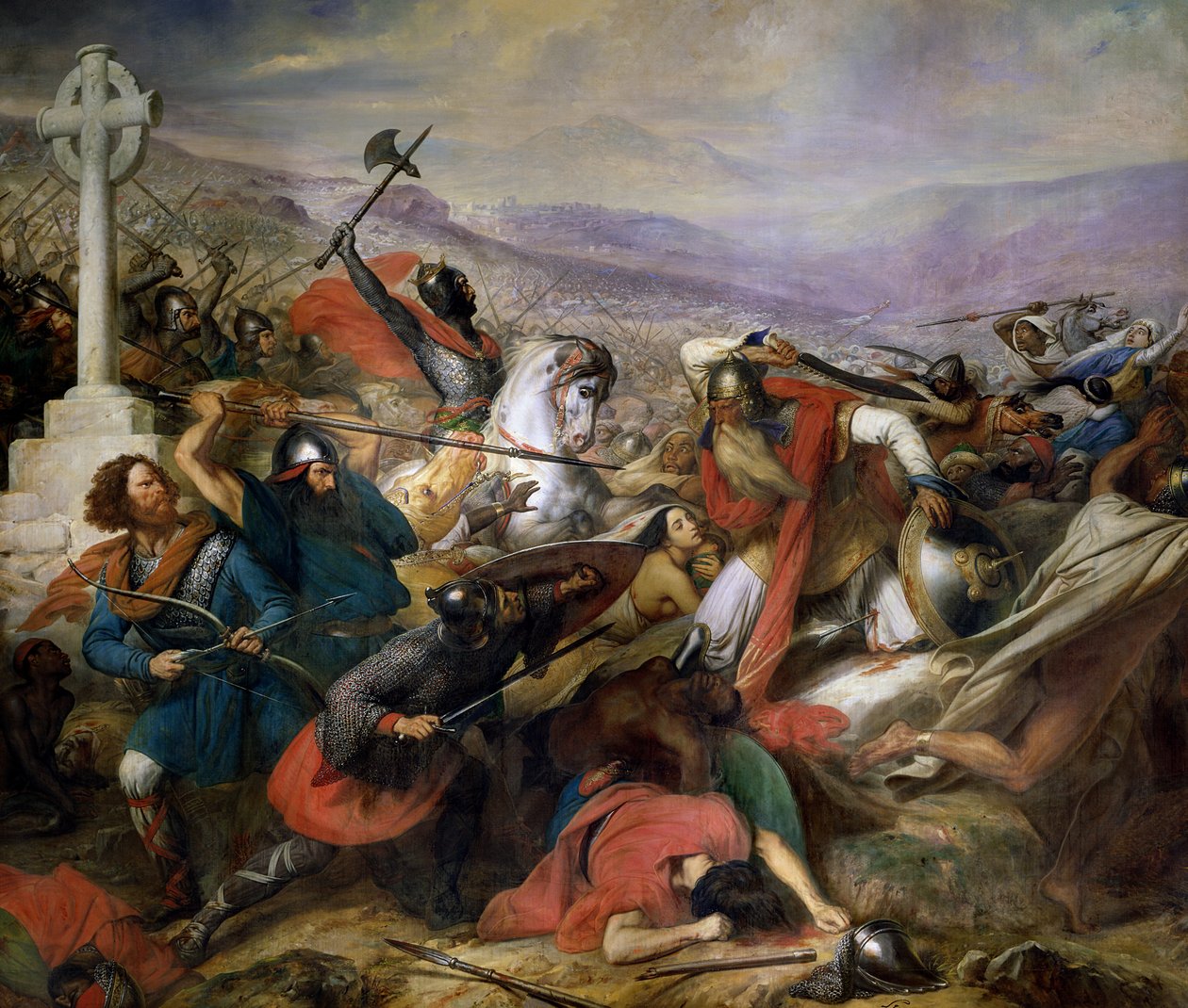 Slaget ved Poitiers, 25. oktober 732, vunnet av Charles Martel (688-741) 1837 av Carl von Steuben