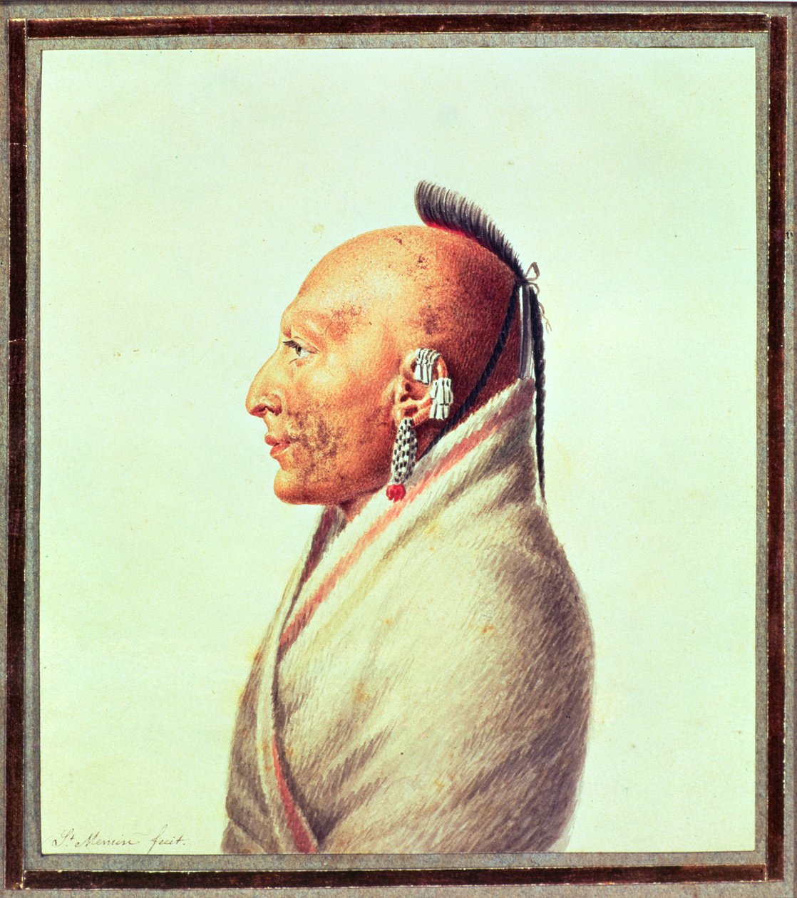 Indisk høvding for de små Osages, ca. 1807 av Charles Balthazar Julien Févret de Saint Mémin