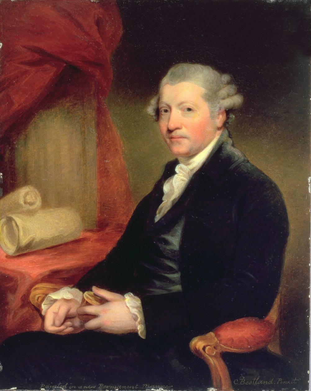 Portrett av Joshua Reynolds, 1700-tallet (olje på kobber) av Charles Bestland