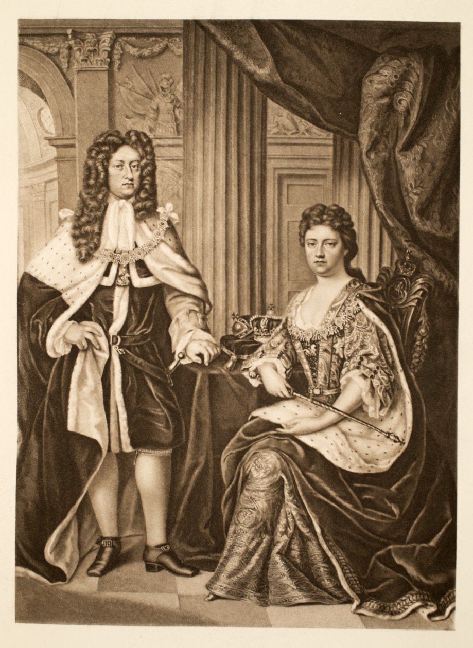 Dronning Anne og Prins George av Danmark, pub. 1902 (kollotype) av Charles Boit