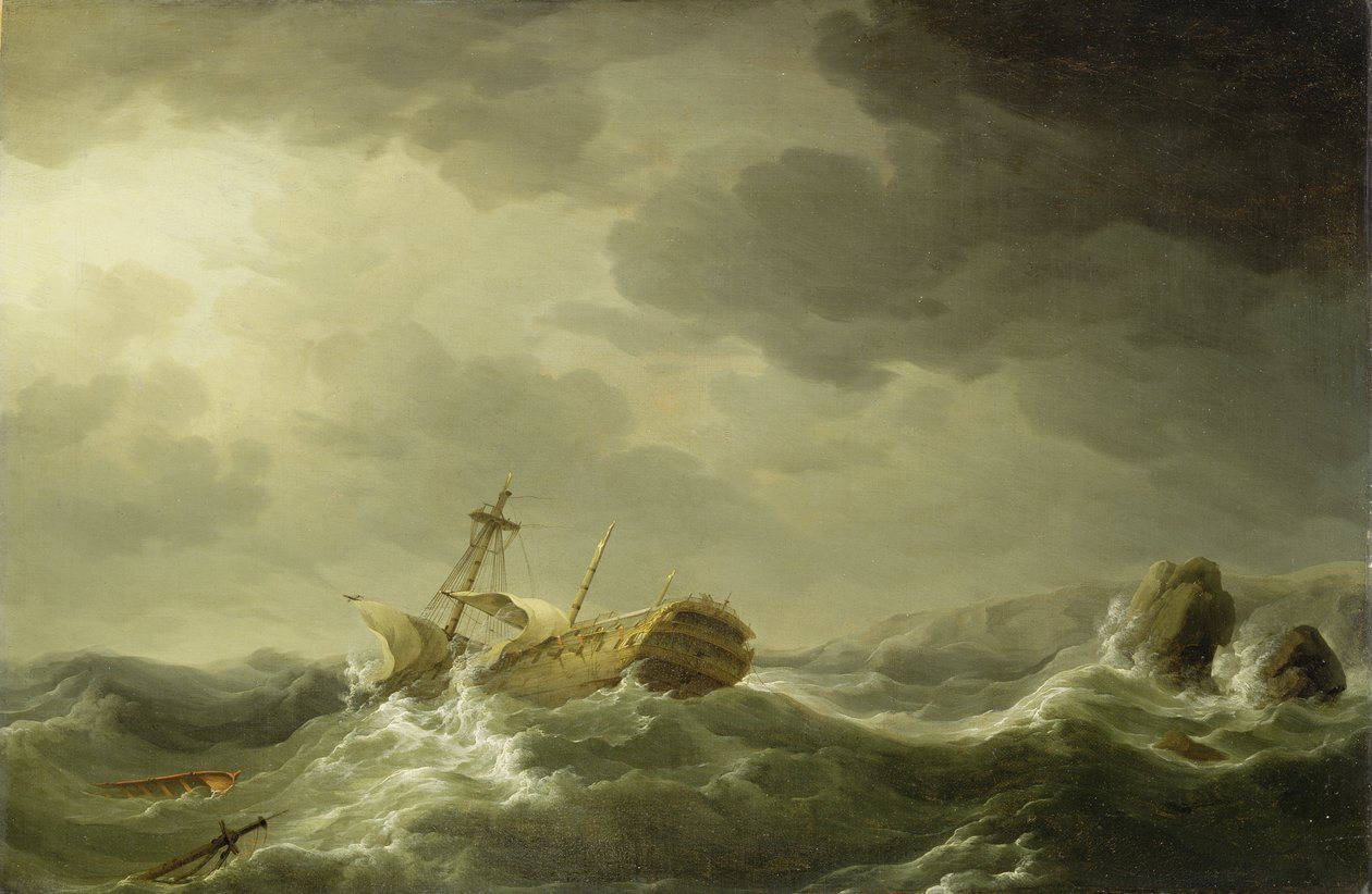 Ship Wrecked on a Rocky Coast, ca. 1747-50 av Charles Brooking