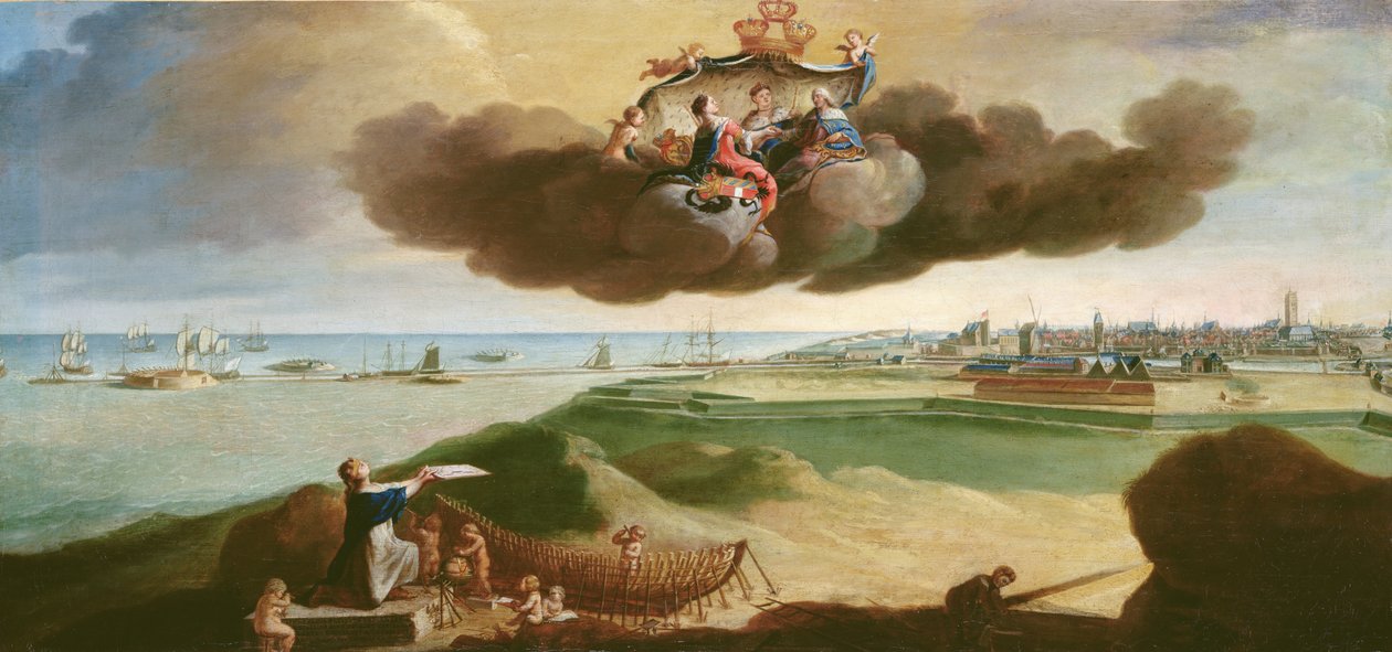 Byen Dunkirk presenterer planen for renoveringen for Louis XV (1710-74) 1758 av Charles Carlier