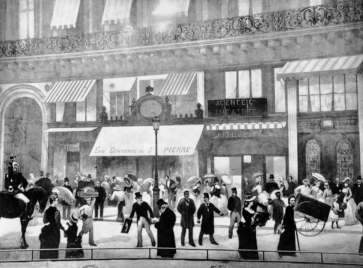 The Boulevards of Paris, detalj av et panorama Le Tout Paris for Exposition Universelle i 1889 av Charles Castellani