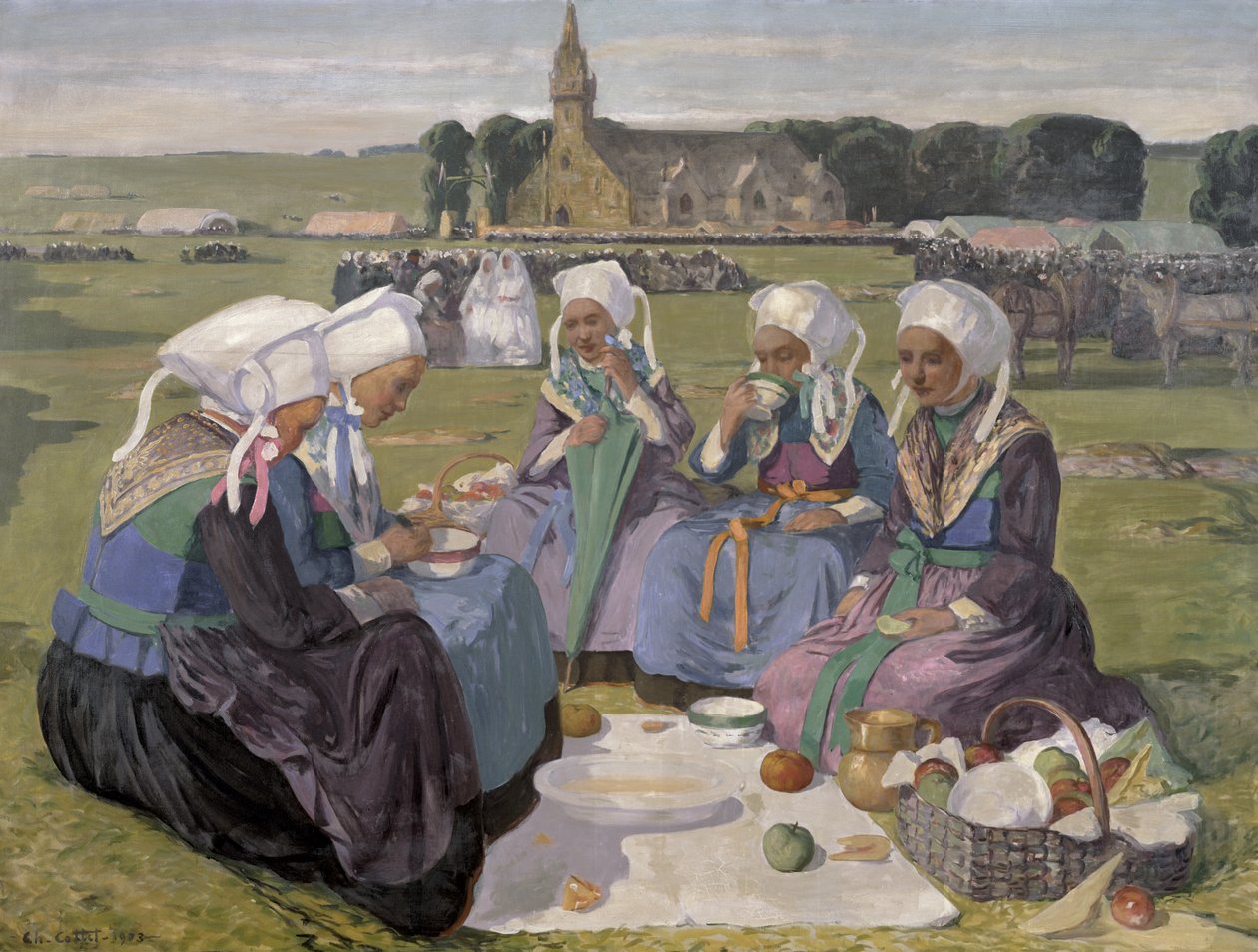 Kvinner fra Plougastel ved benådningen av Notre-Dame de la Palud, 1903 av Charles Cottet