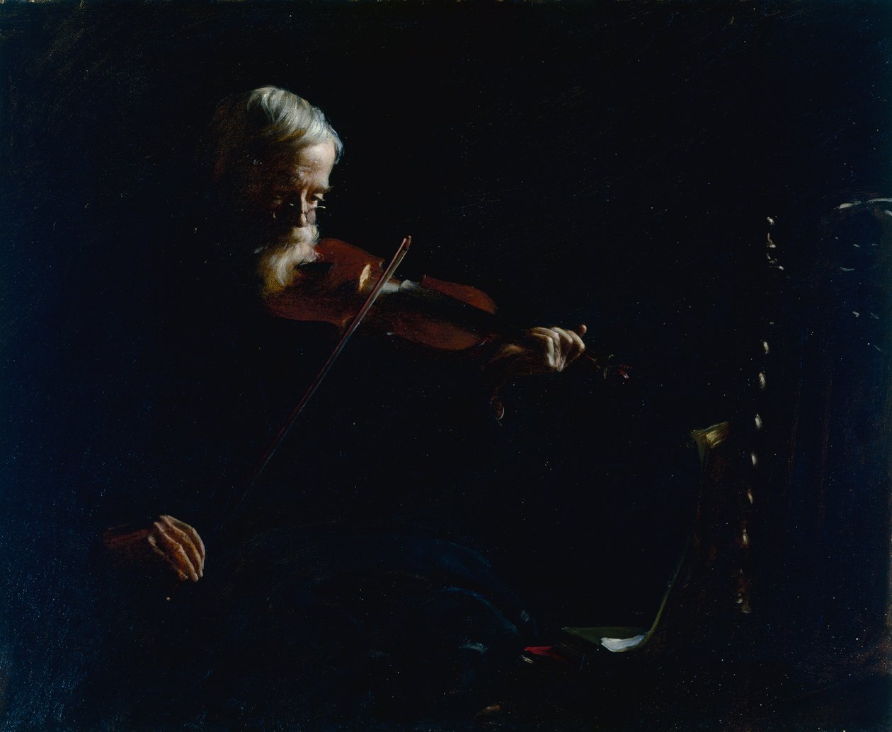Gammel fiolinist av Charles Courtney Curran