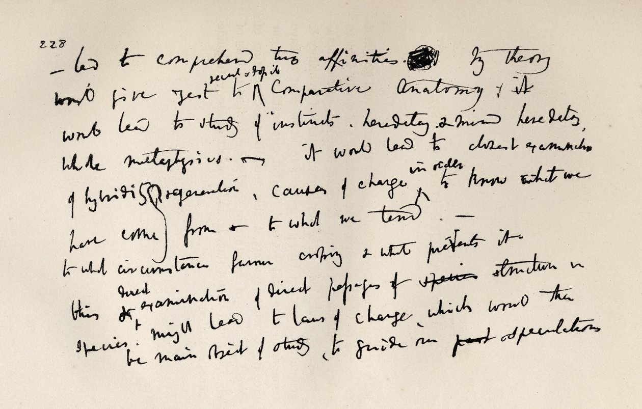 Side fra en Darwin Notebook fra 1837, fra 