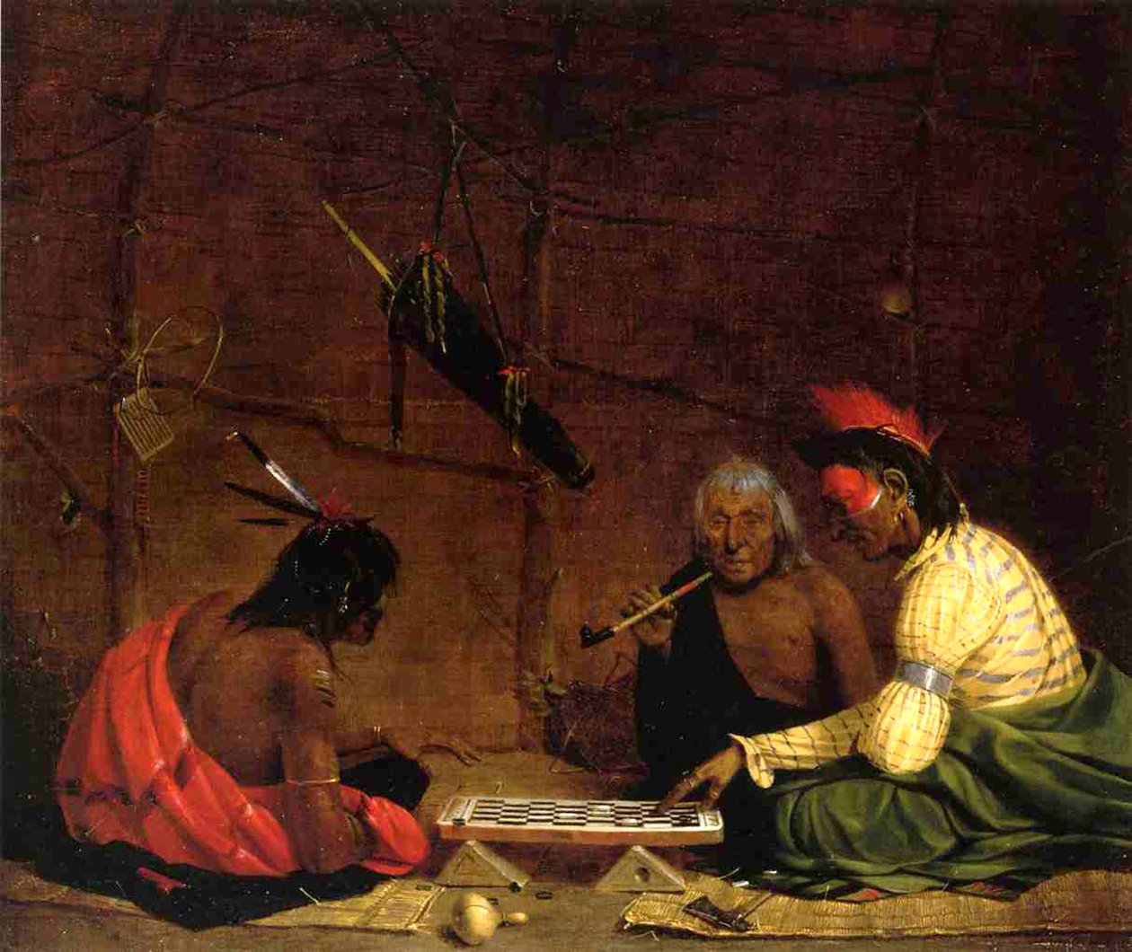 Winnebago-indianere som spiller dam, 1842 av Charles Deas