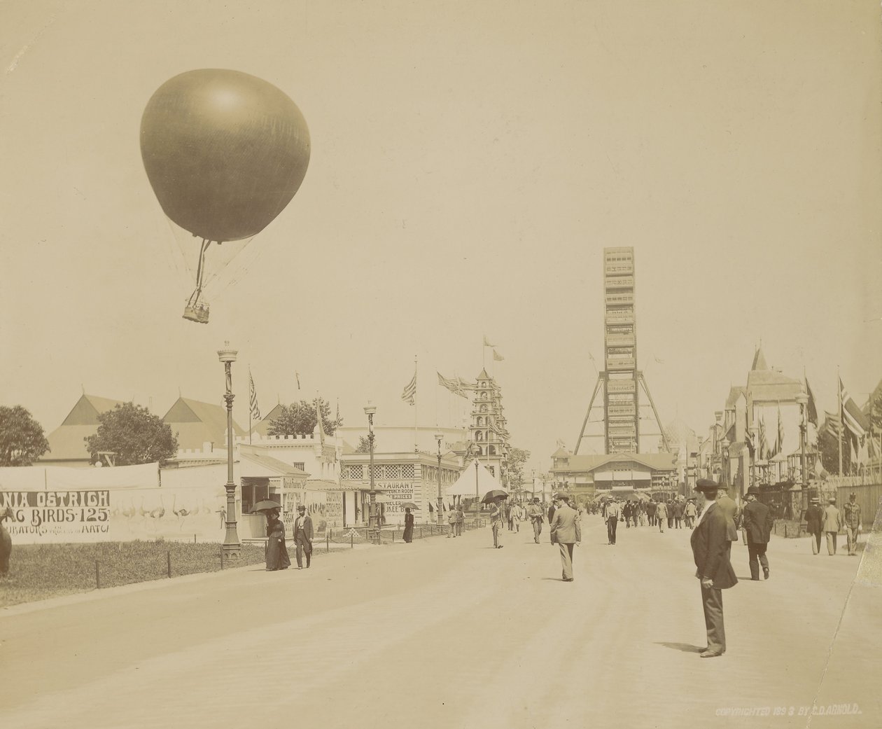 Ballong og pariserhjul i fangenskap, World Columbian Exposition, Chicago av Charles Dudley Arnold
