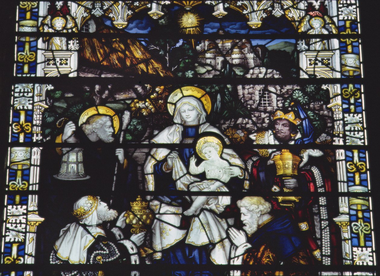 Adoration of the Magi, produsert av Kempe und Co. (farget glass) av Charles E. Kempe