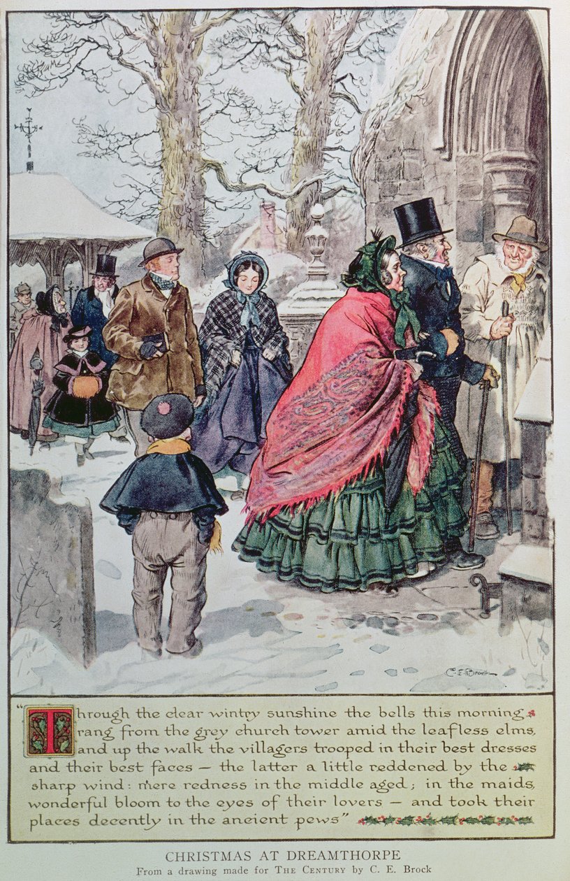 Christmas at Dreamthorpe, fra en tegning laget for 