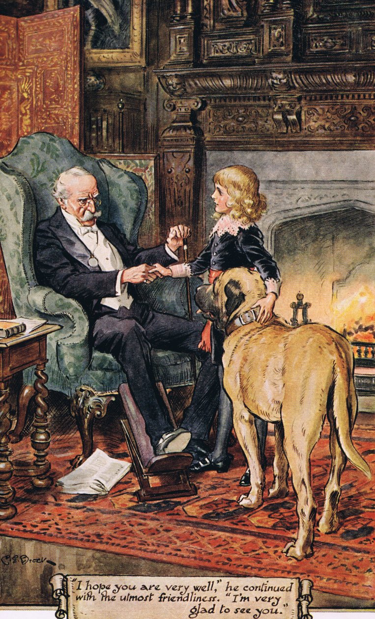 "Jeg håper du har det veldig bra," fortsatte han med den største vennlighet, "jeg er veldig glad for å se deg", 1936 av Charles Edmund Brock