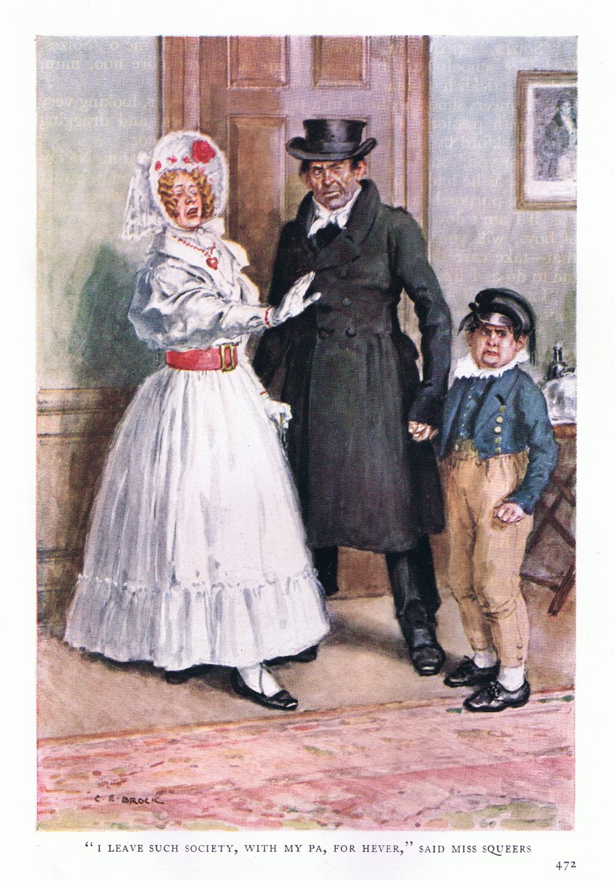 Jeg forlater et slikt samfunn, med min far, for han sa Miss Squeers av Charles Edmund Brock