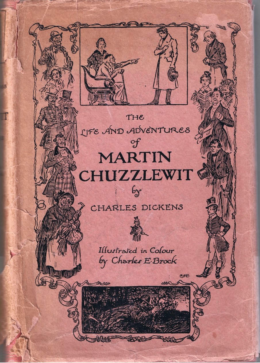The Life and Adventures of Martin Chuzzlewit av Charles Dickens, forside av Charles Edmund Brock