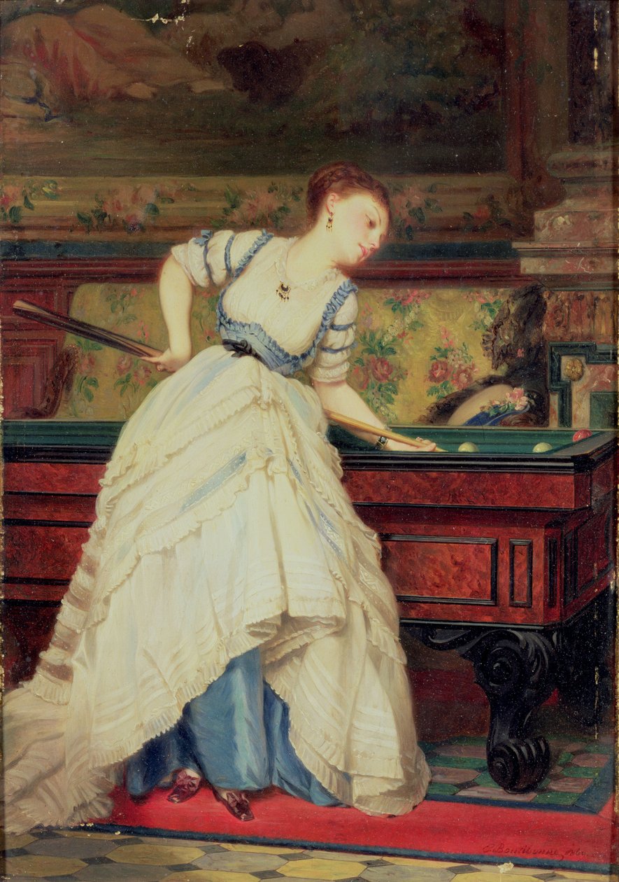 The Game of Billiard, 1800-tallet av Charles Edouard Boutibonne