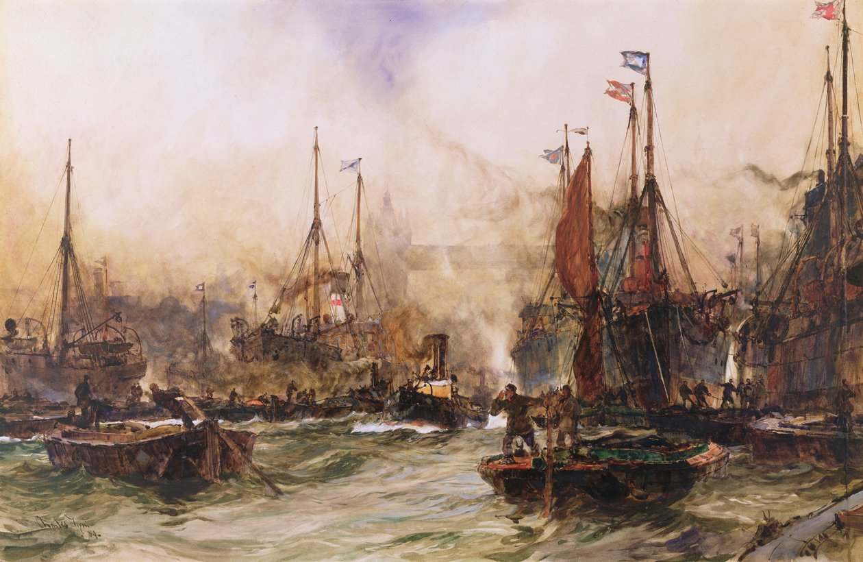 Themsen ved Tower Bridge av Charles Edward Dixon