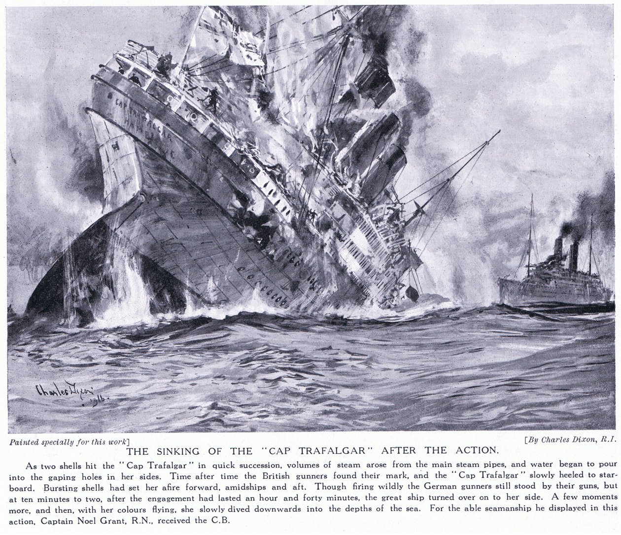 Senkingen av Cap Trafalgar av Charles Edward Dixon