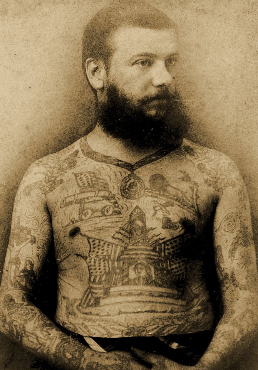 Portrett av en tatovert mann, ca. 1900 av Charles Eisenmann