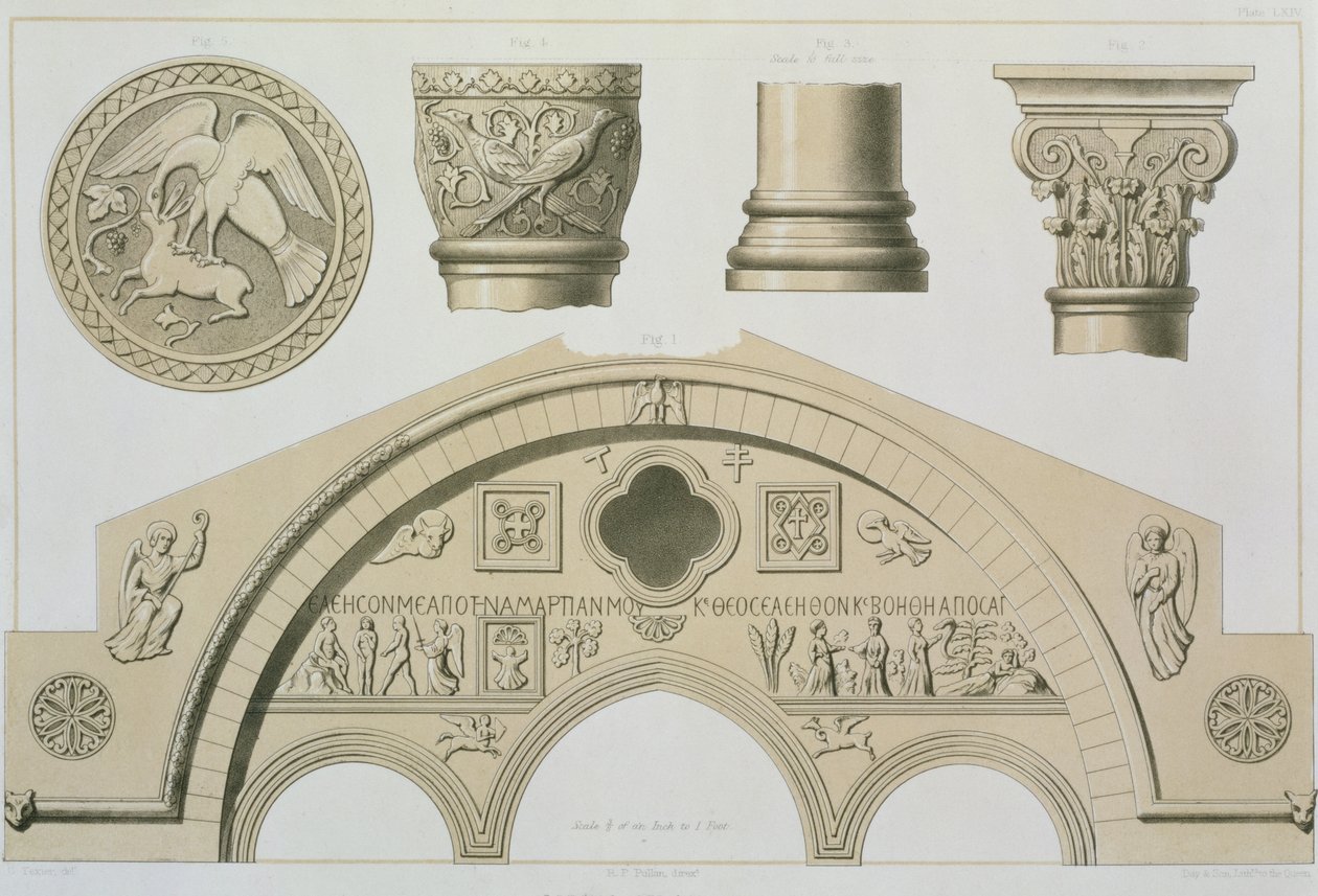 Detaljer om en skulpturert bue og søyler fra St. Sophia