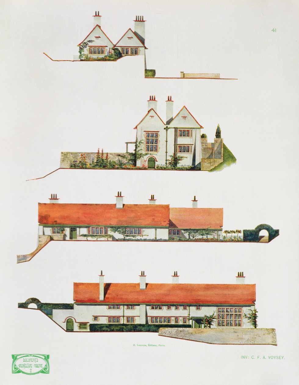 Design for et lite landsted, tidlig på 1900-tallet av Charles Francis Annesley Voysey