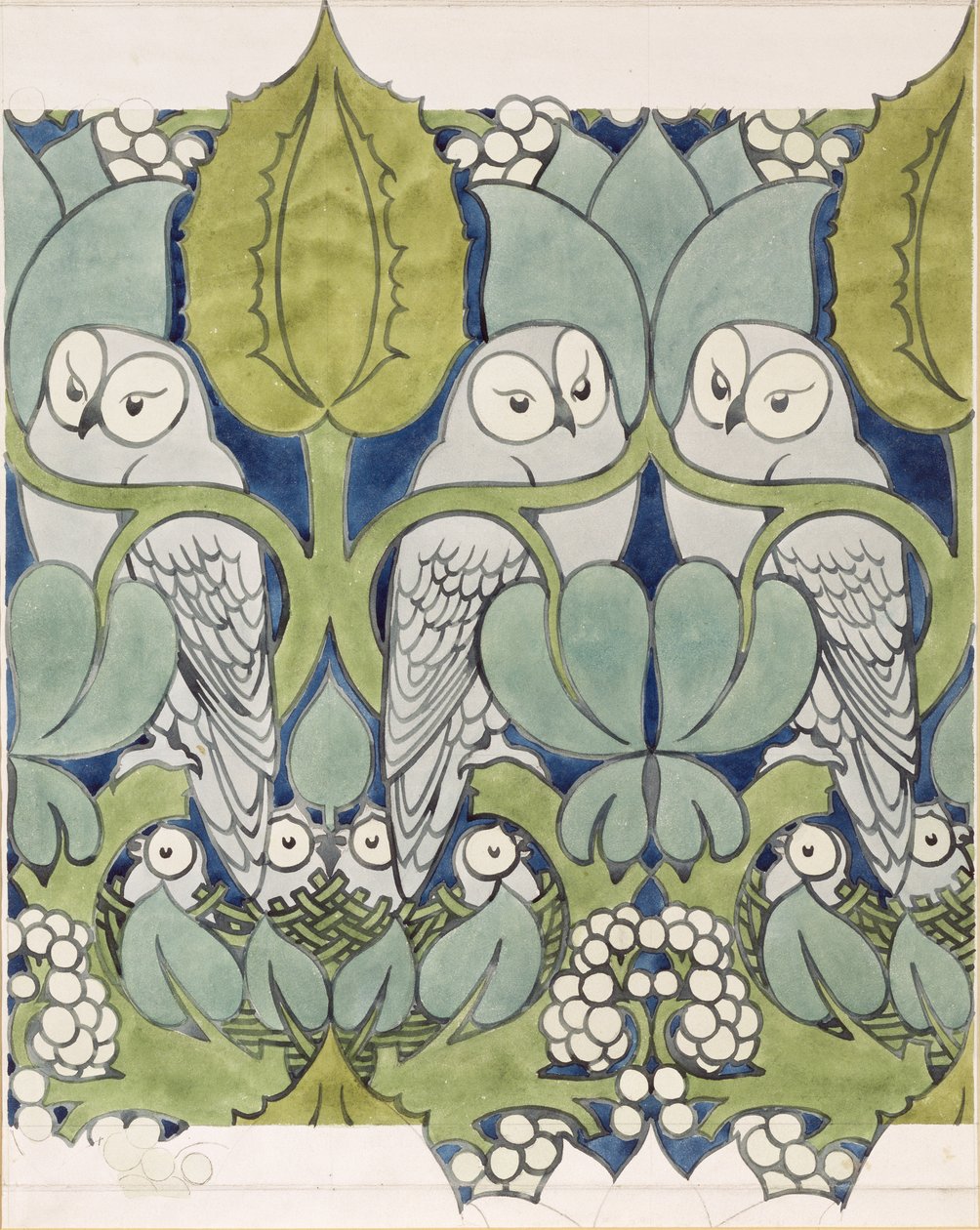 Ugler, 1913 (wc og blyant på papir) av Charles Francis Annesley Voysey