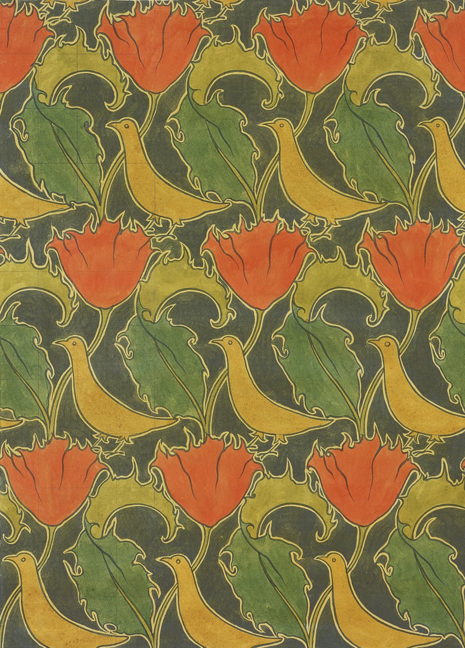 The Voysey Birds, sent på 1800-tallet (wc og blyant på papir) av Charles Francis Annesley Voysey