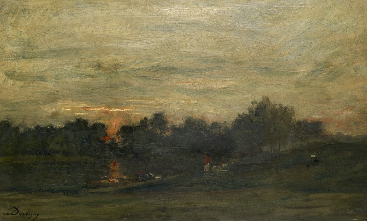 Landskap: Solnedgang av Charles Francois Daubigny