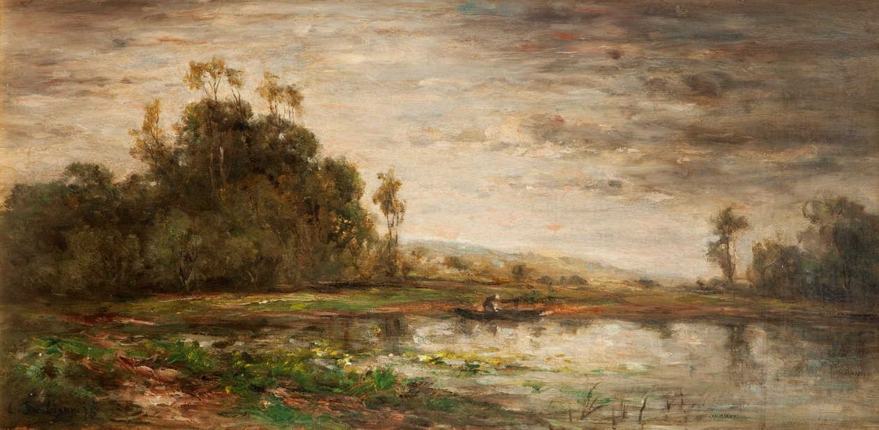 Elvescene ved solnedgang, 1875 av Charles Francois Daubigny