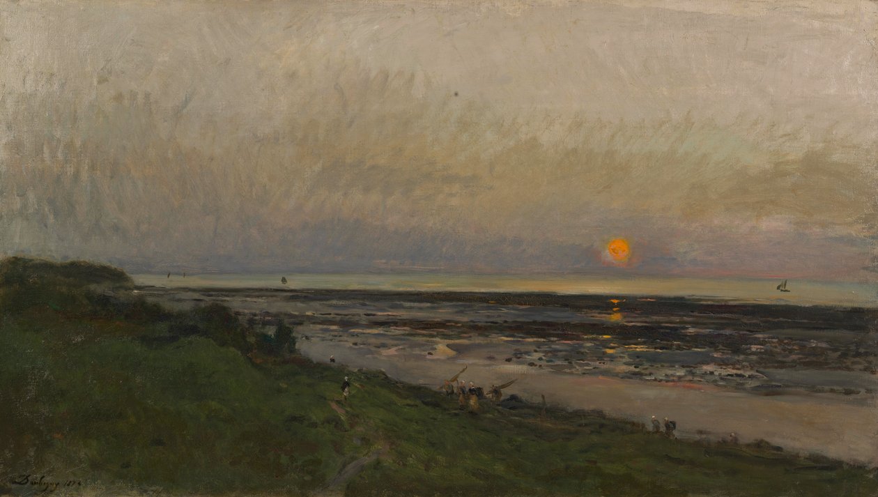 Solnedgang på Villerville av Charles Francois Daubigny