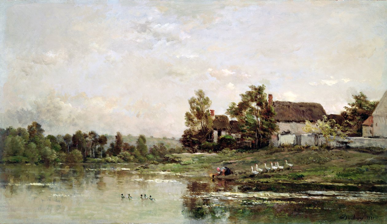 The Banks of the Seine at Portejoie, 1871 av Charles Francois Daubigny