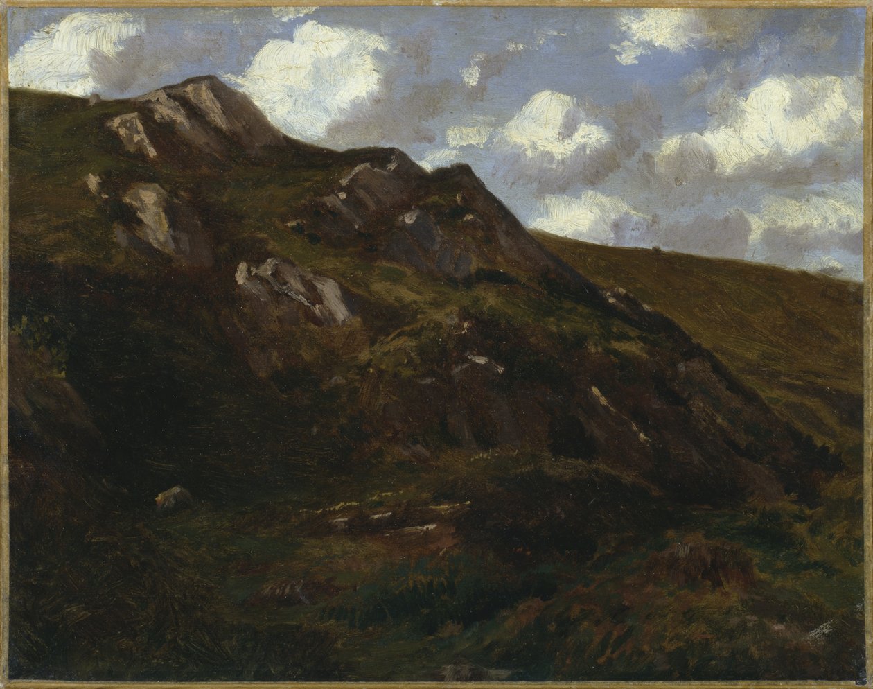 Fjelllandskap (olje på papir montert på lerret) av Charles Francois Eustache