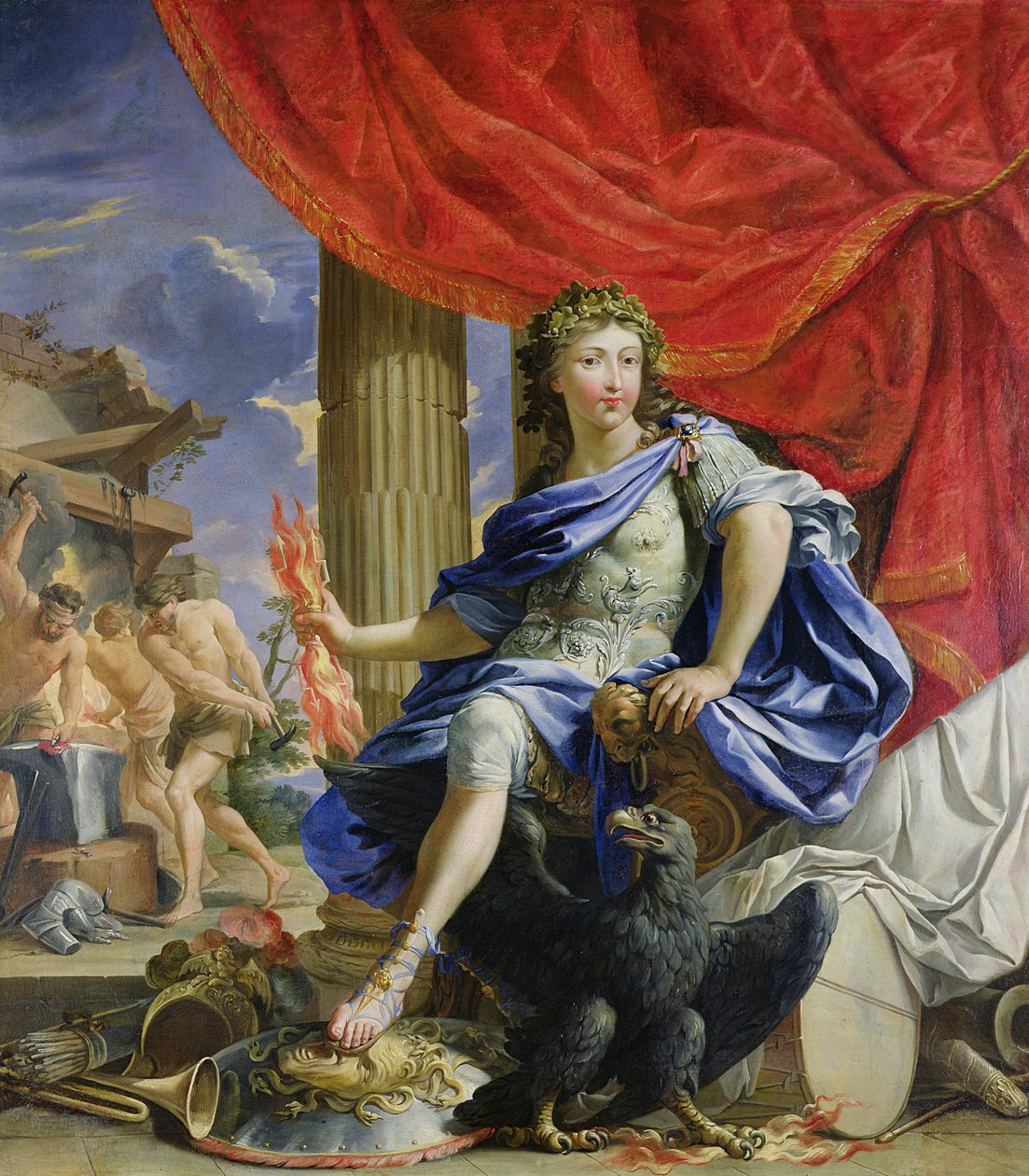 Ludvig XIV (1638-1715) som Jupiter som erobrer Fronde, 1648-67 av Charles Francois Poerson