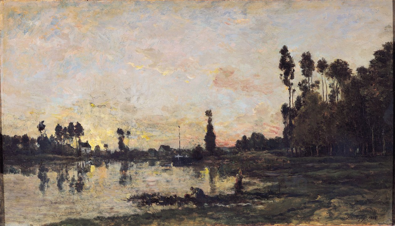 Solnedgang på Oise, 1865 av Charles Francois Daubigny