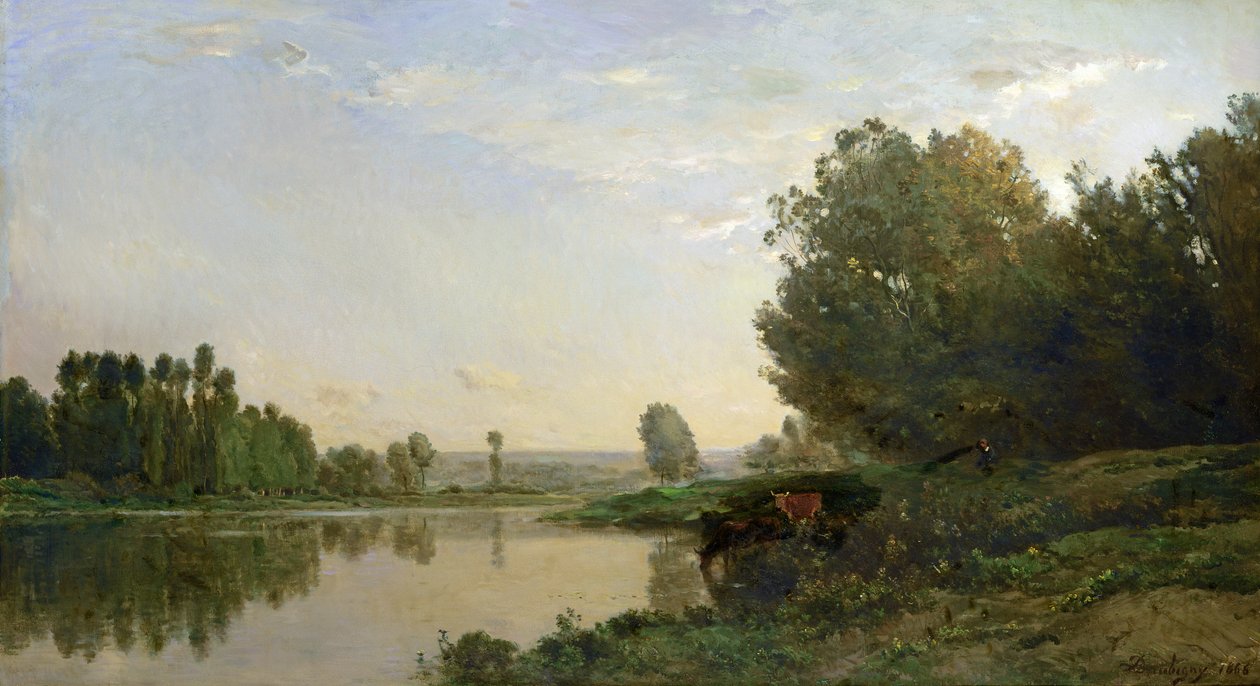 The Banks of the Oise, morgen, 1866 av Charles Francois Daubigny