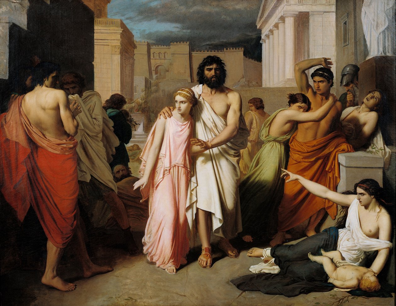 Ødipus og Antigone eller Thebenepest av Charles François Jalabert