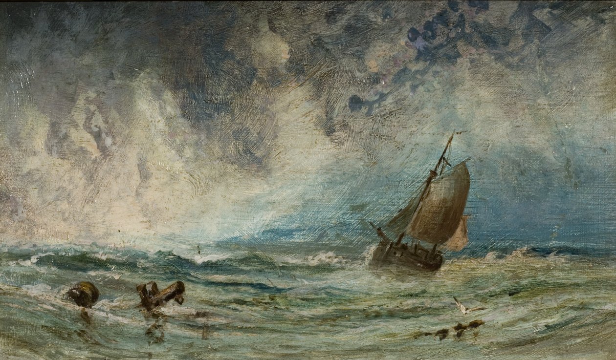 Sjølandskap med skip av Charles George