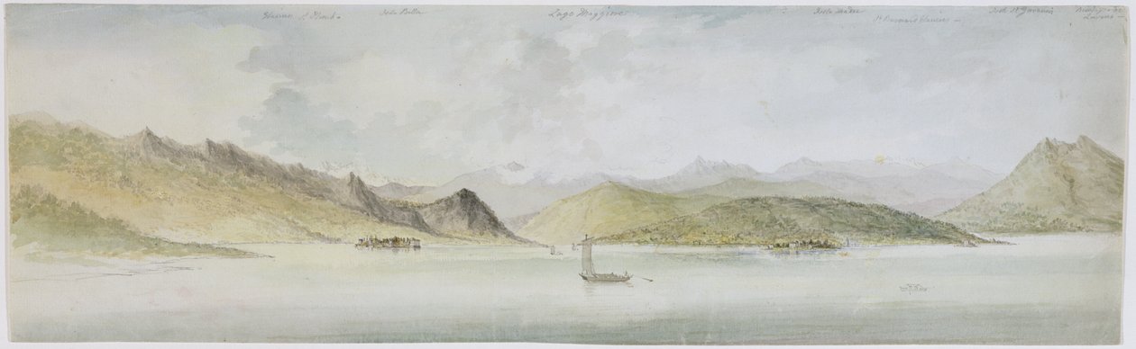 Lago Maggiore (wc, penn, blekk og grafitt på papir) av Charles Gore
