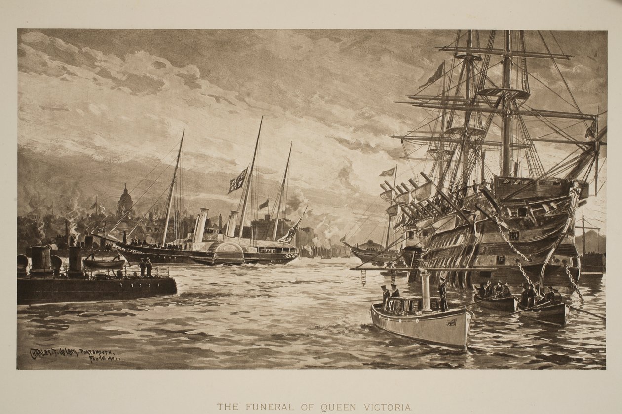 The Funeral of Queen Victoria, 1. februar, fra 'The Illustrated London News', 1901 av Charles John de Lacy